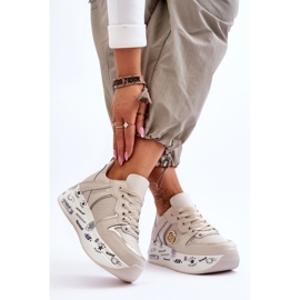 PE1 Women's Leather Sneakers On A Chunky Platform Beige Asturias 2