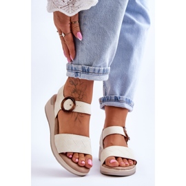 Comfortable Menaro Beige Wedge Sandals 1