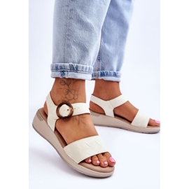 Comfortable Menaro Beige Wedge Sandals 2