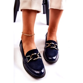 Classic Loafers With Chain Laura Messi 2531 Navy Blue 4
