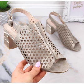 Women's openwork golden high heel sandals Jezzi MR1954A-14 1