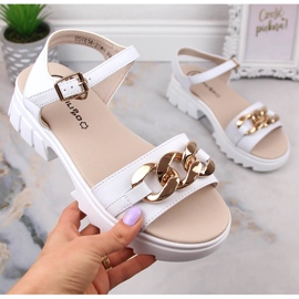 Women's leather sandals with a white chain Filippo DS4614 1