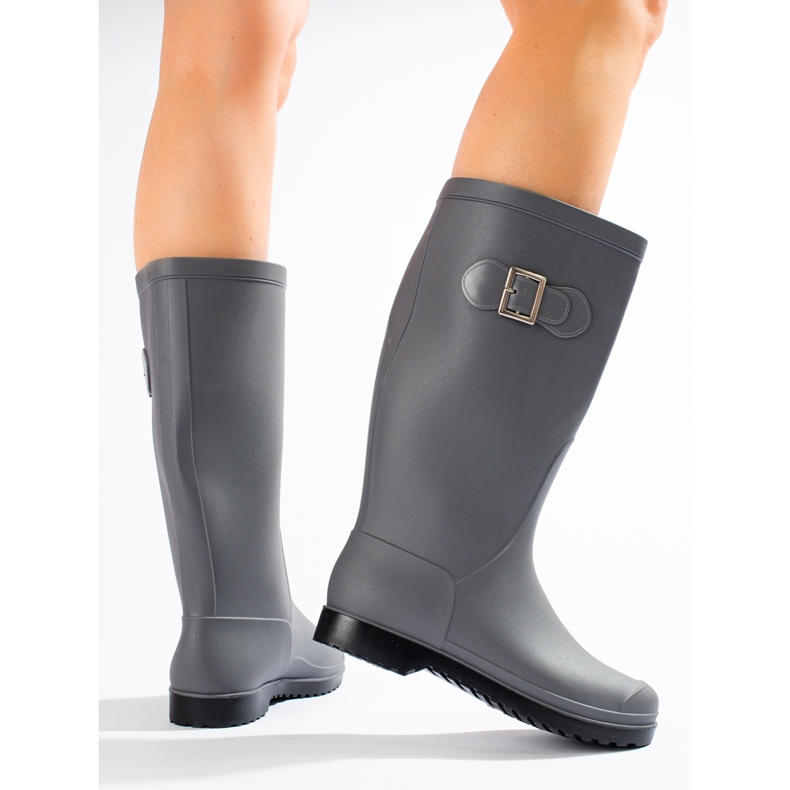 Matt Galoshes With Buckle grey 1