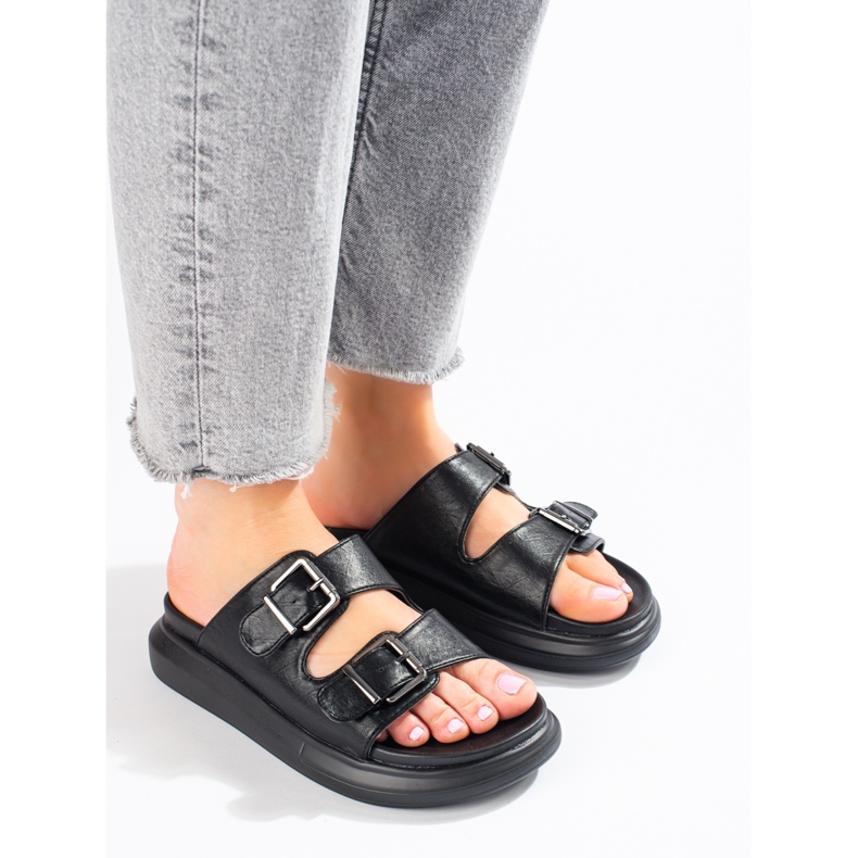 LA.FI Slippers With Buckles black 1