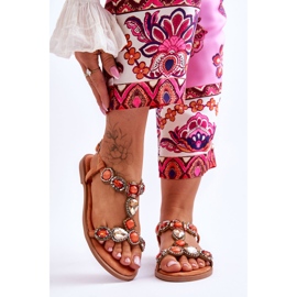 Orange Dallas Suede Flat Sandals With Stones 1 Orange Dallas Suede Flat Sandals With Stones 1