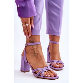 Classic Suede High Heel Sandals Purple Bernett 1