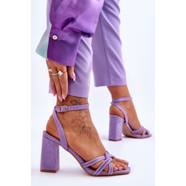 Classic Suede High Heel Sandals Purple Bernett 2