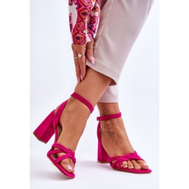 Classic Fuchsia Bernett Suede Heel Sandals pink 2