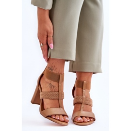 Camel Marren High Heel Leather Sandals brown 1