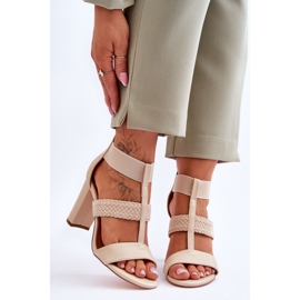 Marren Beige High Heel Leather Sandals 1