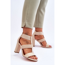 Marren Beige High Heel Leather Sandals 2