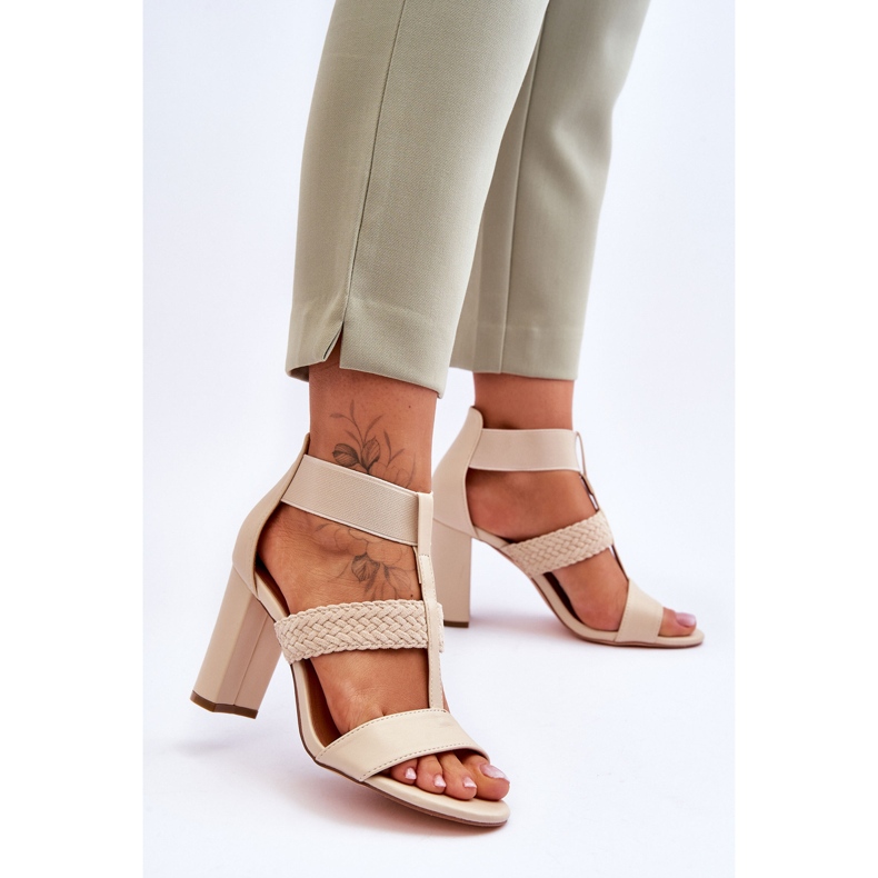 Marren Beige High Heel Leather Sandals 2
