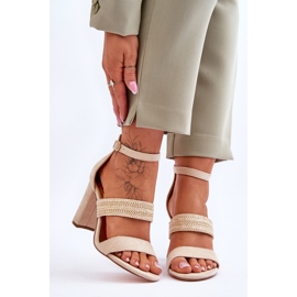 Suede Sandals With Braided Heels Beige Roselia 1