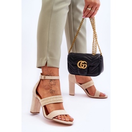 Suede Sandals With Braided Heels Beige Roselia 2