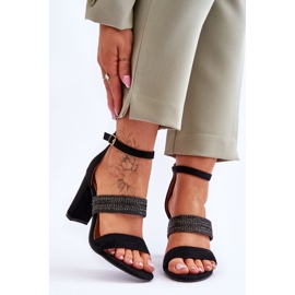 Suede Sandals With Braided Heel Black Roselia 1