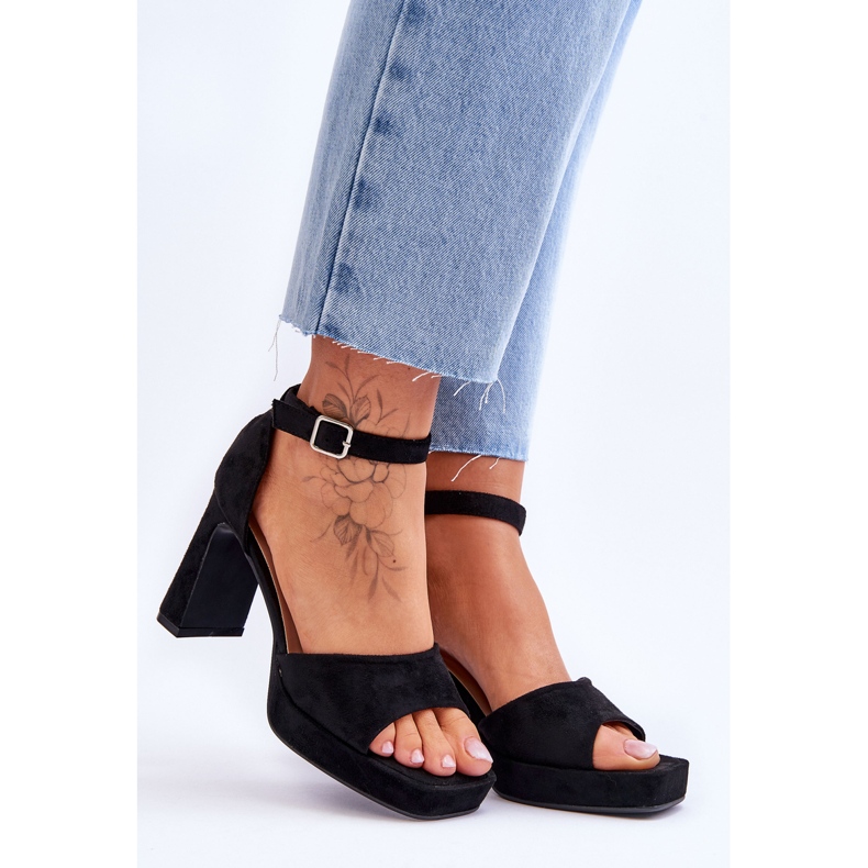 Suede Classic Platform Sandals Black Classy 1