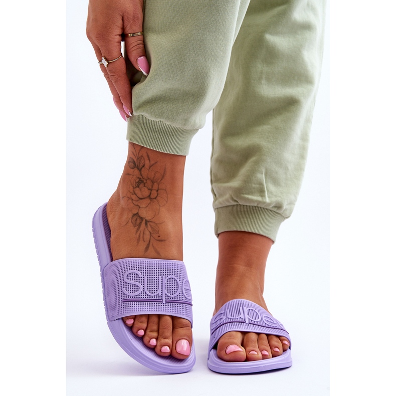 Light Women's Slippers With Violet Merry Inscription purple 1
