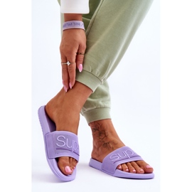 Light Women's Slippers With Violet Merry Inscription 2