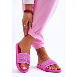 Light Women's Slippers With Fuchsia Merry Inscription pink 2