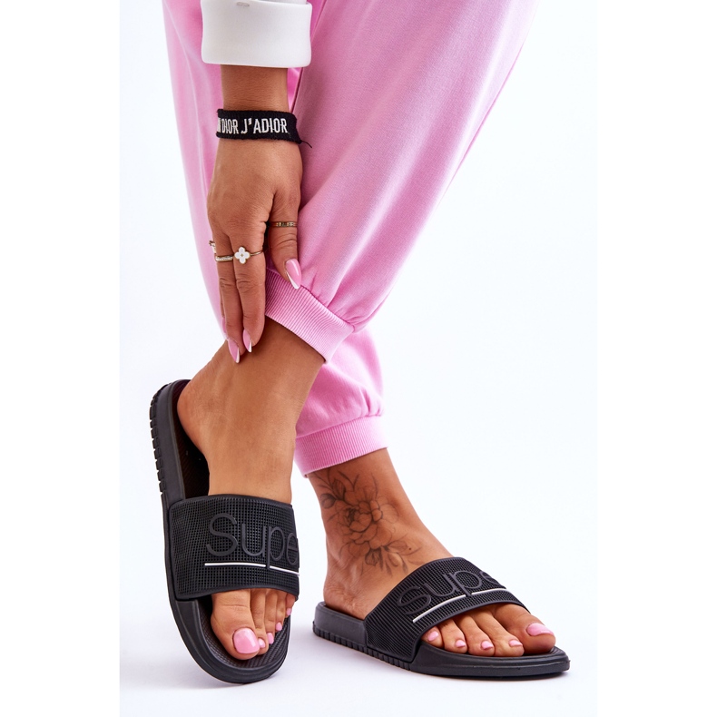 Light Women's Slippers With Black Merry Inscription 2 Light Women's Slippers With Black Merry Inscription 2
