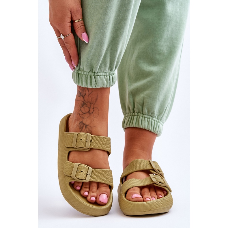 Women's Light Foam Slides Green Cleve 1