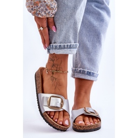 Women's Classic Cork Platform Slippers Silver Noa 2