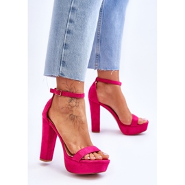Comfortable Suede Sandals On A Fuchsia Essence High Heel pink 2