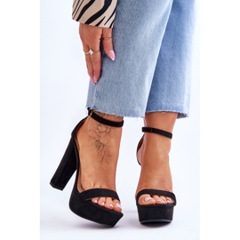 Comfortable Suede Sandals On A High Heel Black Essence 1