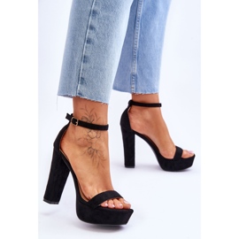 Comfortable Suede Sandals On A High Heel Black Essence 2