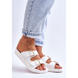 Women's Platform Slippers With Stripes White Clever 1