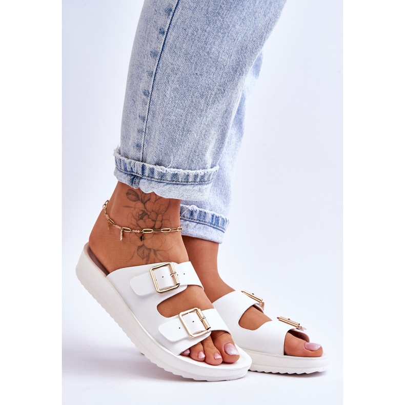 Women's Platform Slippers With Stripes White Clever 1