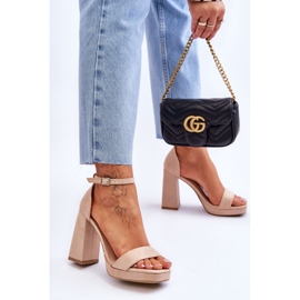 Fashionable suede sandals with a square heel in beige merila 2 Fashionable suede sandals with a square heel in beige merila 2