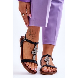 Leather Sandals With A Decorative Snake S.Barski KV-5541-42 Black 1