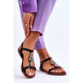 Leather Sandals With A Decorative Snake S.Barski KV-5541-42 Black 2