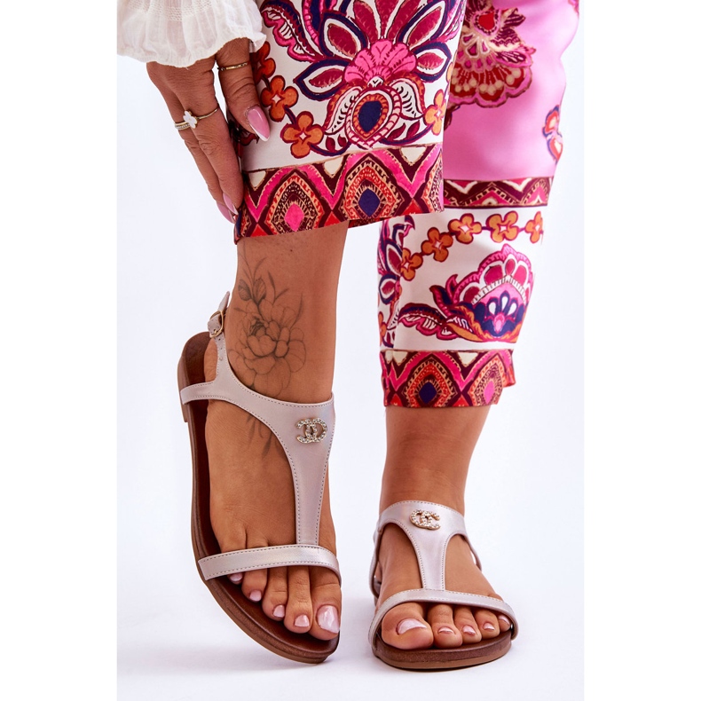 Flat Sandals With Decoration S.Barski KV-5541-45 Beige 1