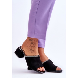 S.Barski Suede High Heel Slippers KV-612-2 Black 1 S.Barski Suede High Heel Slippers KV-612-2 Black 1