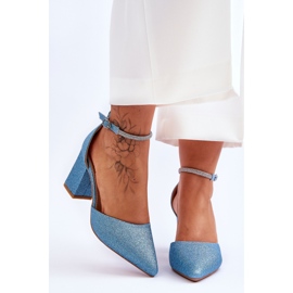 Elegant Shiny Blue Magic Pumps With Rhinestones 1