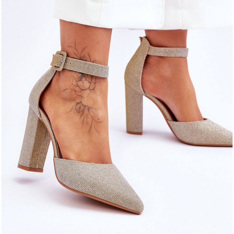 Shiny High Heel Pumps Golden True Love 2