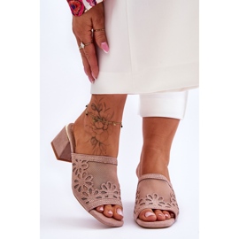 Heeled Slippers With Mesh S.Barski KV-612-1 Nude beige 1