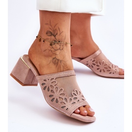 Heeled Slippers With Mesh S.Barski KV-612-1 Nude beige 2