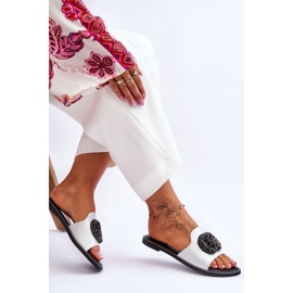 Women's Flat Slippers With Ornaments S.Barski KV-520-3 Silver 2