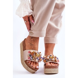 Women's Platform Slippers S.Barski KV-578-1 Nude beige 1