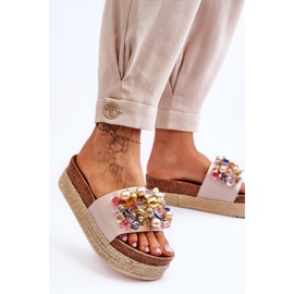 Women's Platform Slippers S.Barski KV-578-1 Nude beige 2