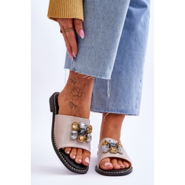 Women's Slippers With Stones S.Barski KV-2775-31 Nude beige 1