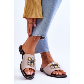 Women's Slippers With Stones S.Barski KV-2775-31 Nude beige 2