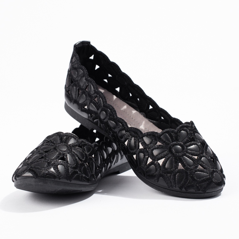 W. Potocki Girl's black openwork ballerinas Potocki 1
