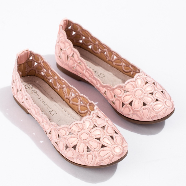 W. Potocki Potocki pink openwork ballerinas for girls 1