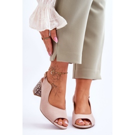 Women's Suede Heel Sandals Maciejka 05870-04 Beige 1