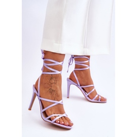 Women's Tied Sandals On A High Heel Purple Meya 2
