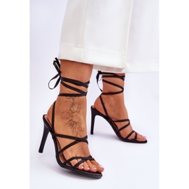Women's Tied Sandals On A High Heel Black Meya 2